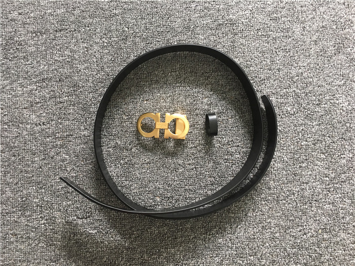 Ferragamo Black Leather Gold Buckle - DopestKickz