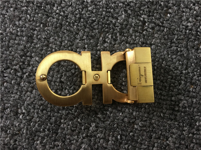 Ferragamo Black Leather Gold Buckle - DopestKickz