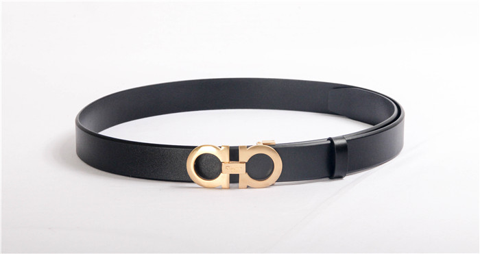 Ferragamo Black Leather Gold Buckle - DopestKickz