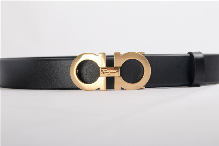 Ferragamo Black Leather Gold Buckle - DopestKickz