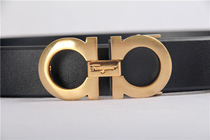 Ferragamo Black Leather Gold Buckle - DopestKickz