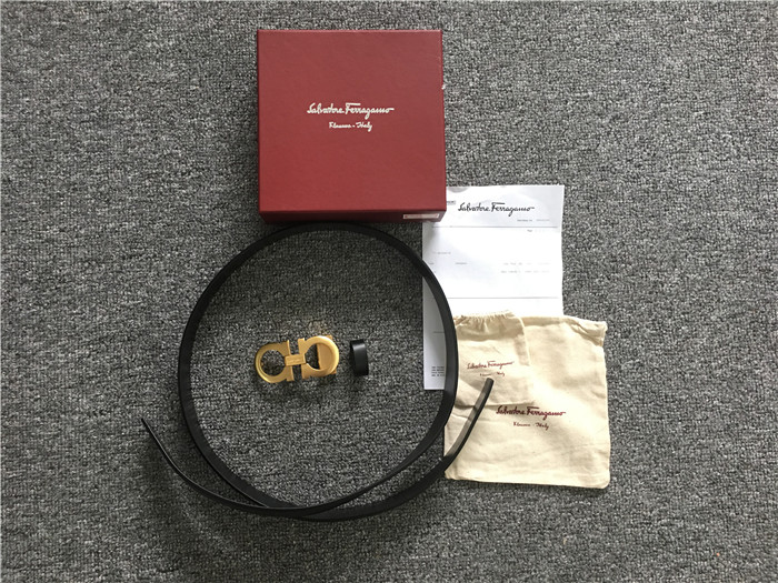 Ferragamo Black Leather Gold Buckle - DopestKickz