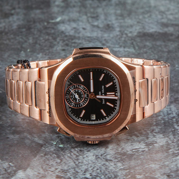 Patek Philipps Sa Rose Gold Watch with Black Dial - DopestKickz