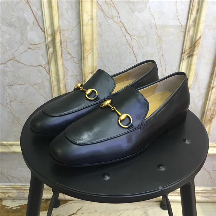 Gucci Jordaan Black Leather Loafers - DopestKickz
