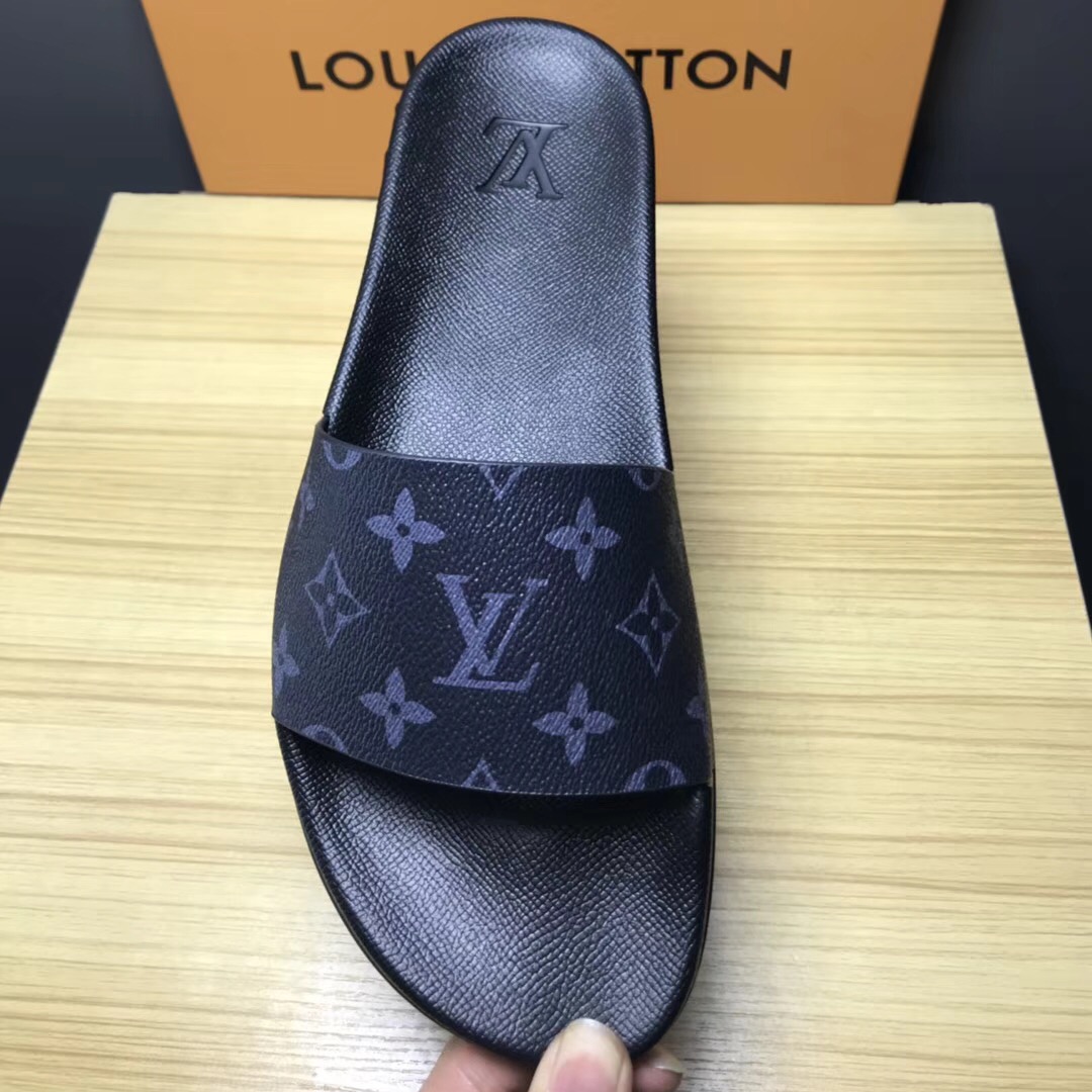 Louis Vuitton Palm Slippers In Balck - DopestKickz