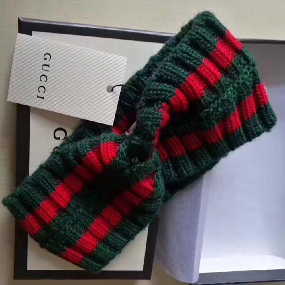 Gucci Green And Red Wool Web Headband  - DopestKickz