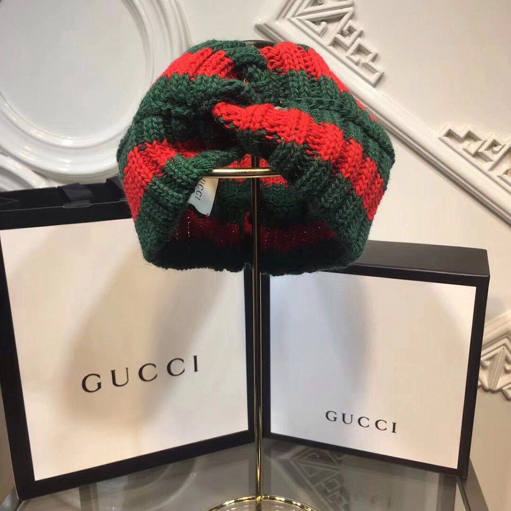 Gucci Green And Red Wool Web Headband  - DopestKickz
