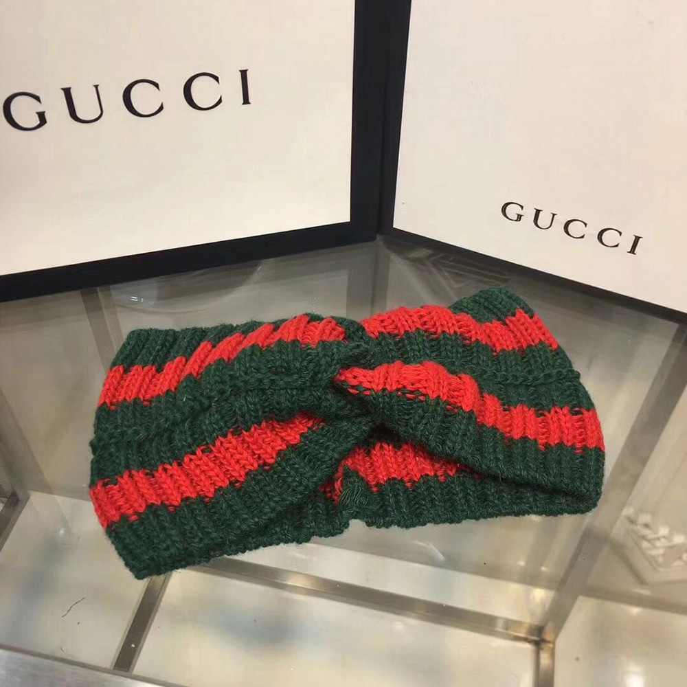 Gucci Green And Red Wool Web Headband  - DopestKickz