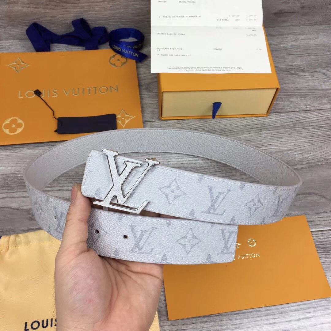 Louis Vuitton Initiales Reversible Belt  In White - DopestKickz