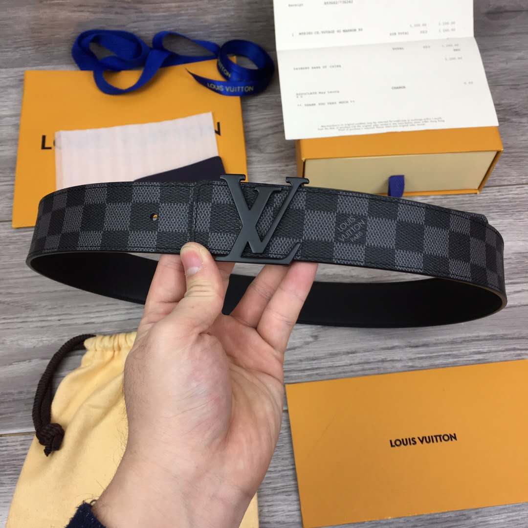 Louis Vuitton Damier Belt In Black - DopestKickz