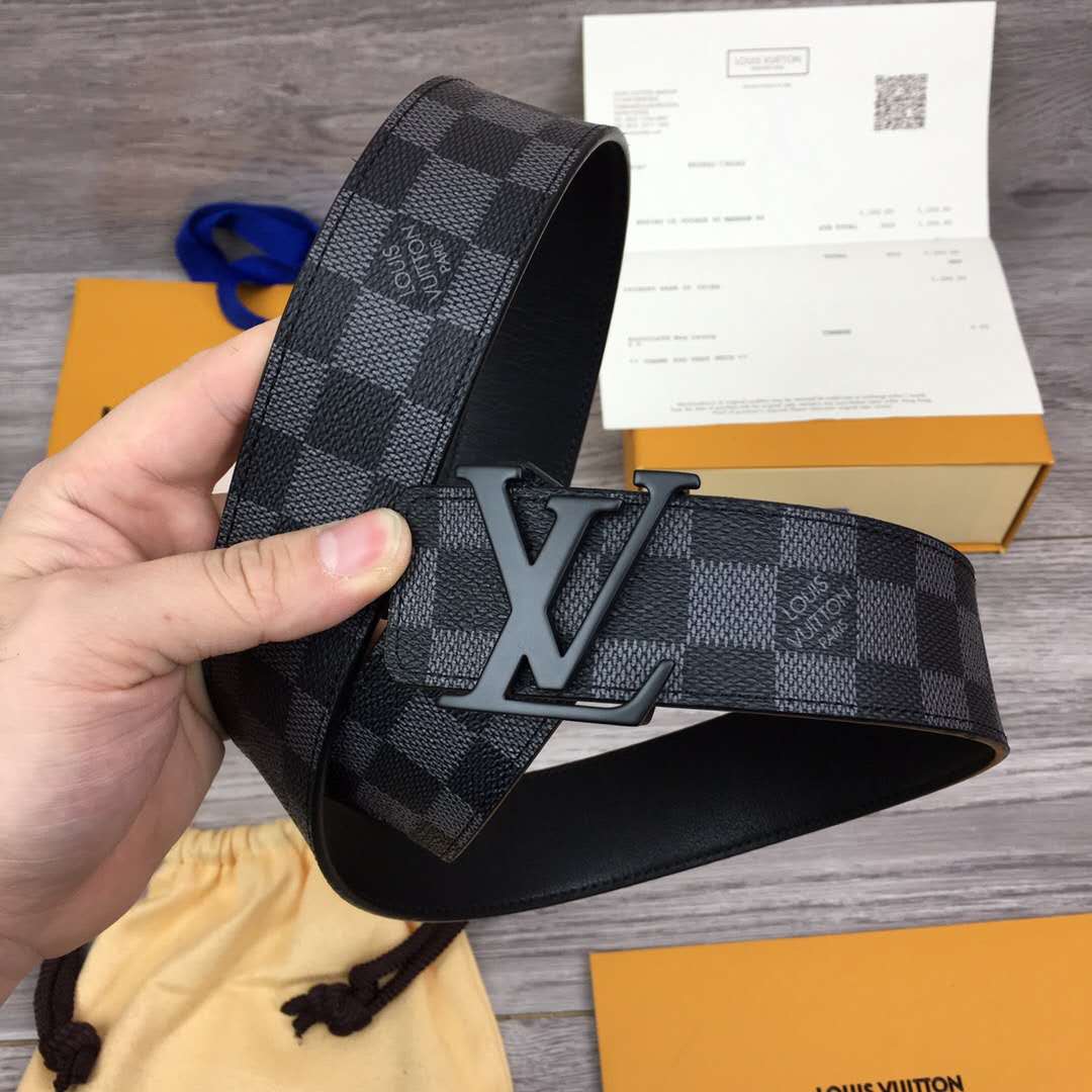 Louis Vuitton Damier Belt In Black - DopestKickz