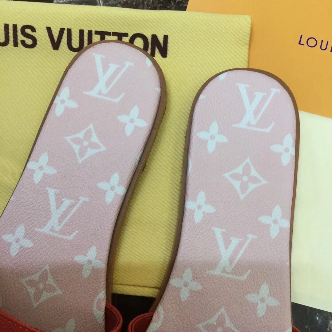Louis Vuitton Lock It Flat Mule In White/ Moka Brown - DopestKickz
