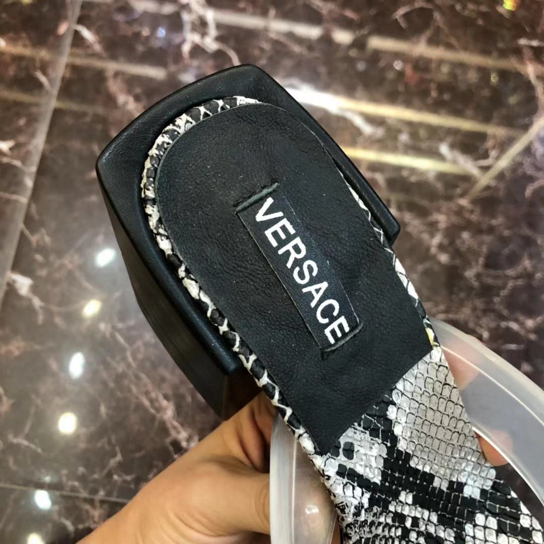 Versace 90S Vintage Logo Mid Heel Sandals (White) - DopestKickz
