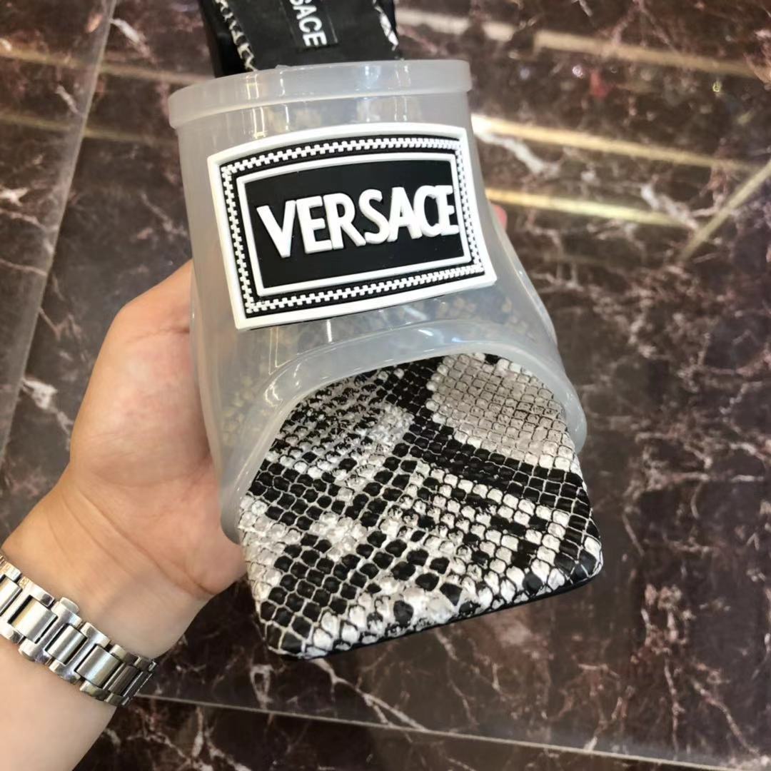 Versace 90S Vintage Logo Mid Heel Sandals (White) - DopestKickz