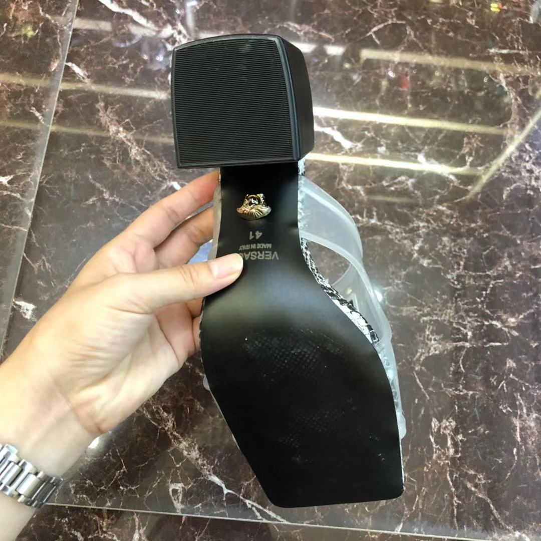 Versace 90S Vintage Logo Mid Heel Sandals (White) - DopestKickz