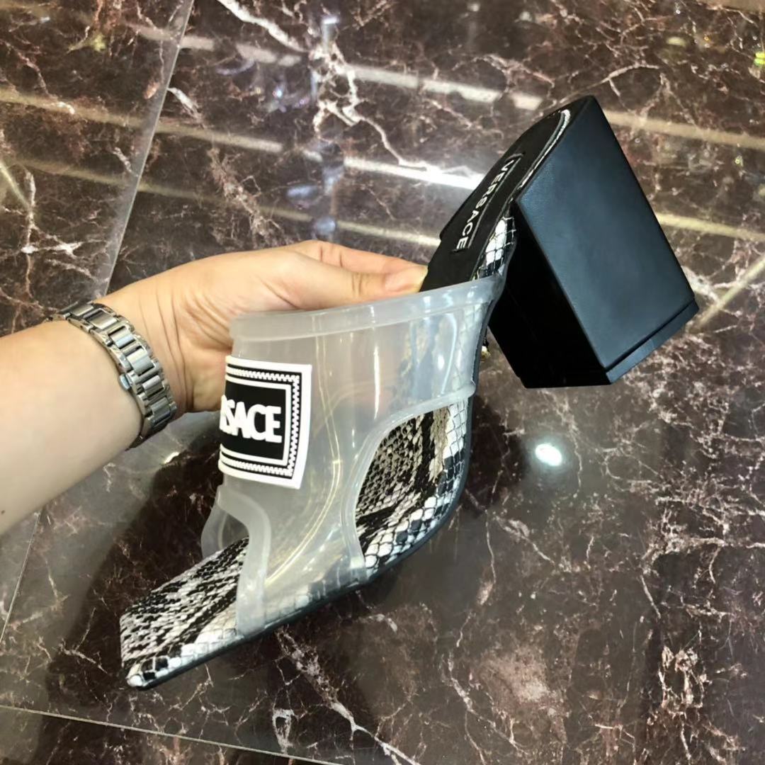 Versace 90S Vintage Logo Mid Heel Sandals (White) - DopestKickz