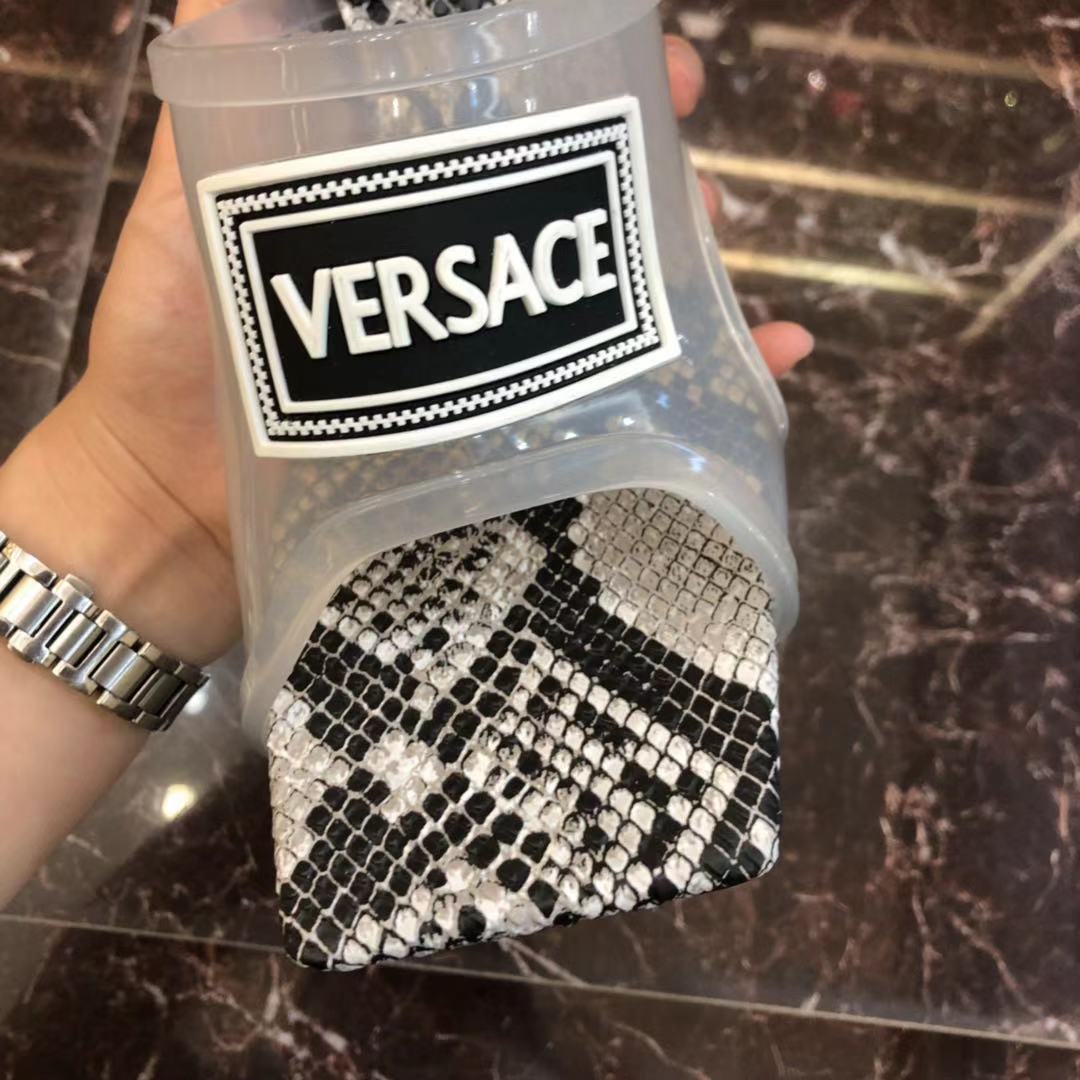 Versace 90S Vintage Logo Mid Heel Sandals (White) - DopestKickz