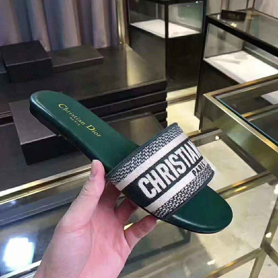 Dior Green Dway Mule In Embroidered Cotton  - DopestKickz