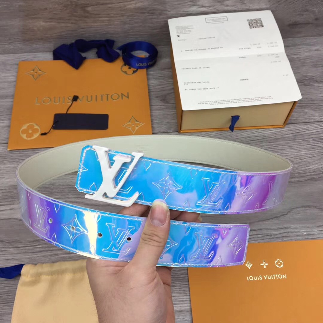 Louis Vuitton Iridescent Monogram 40MM Belt  - DopestKickz
