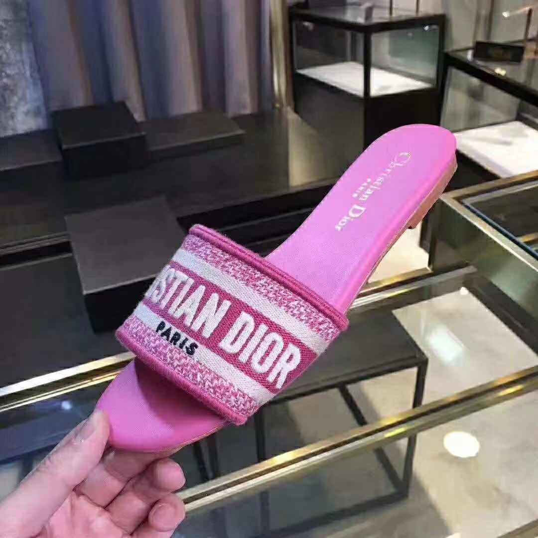 Dior Pink Dway Mule In Embroidered Cotton  - DopestKickz