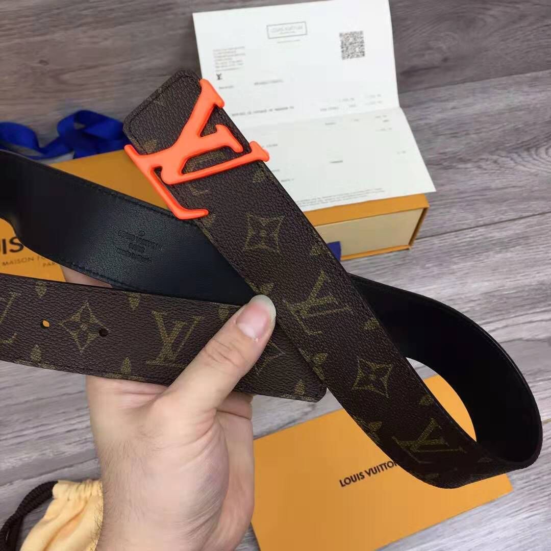 Louis Vuitton Shape Monogram Belt With Orange Buckle - DopestKickz