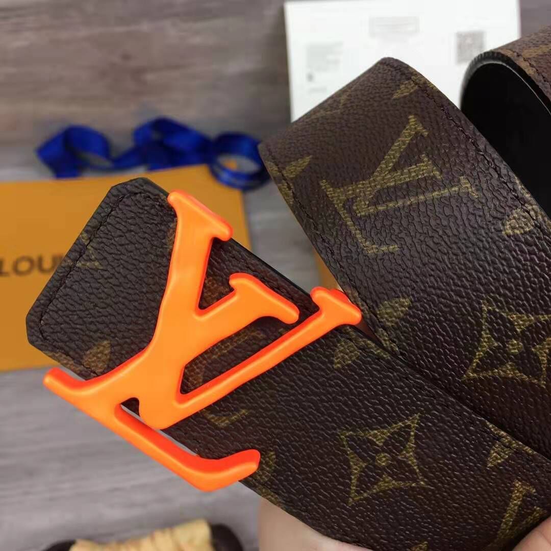 Louis Vuitton Shape Monogram Belt With Orange Buckle - DopestKickz
