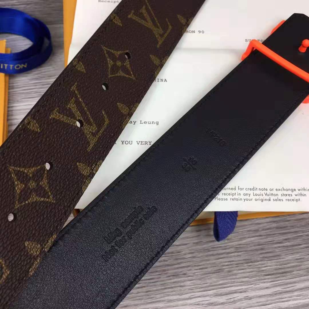 Louis Vuitton Shape Monogram Belt With Orange Buckle - DopestKickz