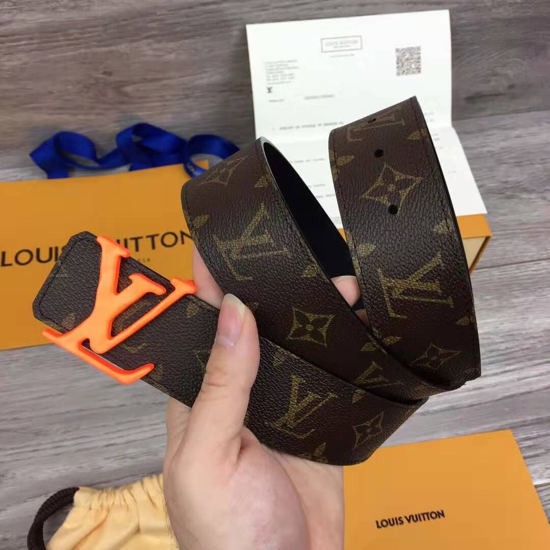 Louis Vuitton Shape Monogram Belt With Orange Buckle - DopestKickz