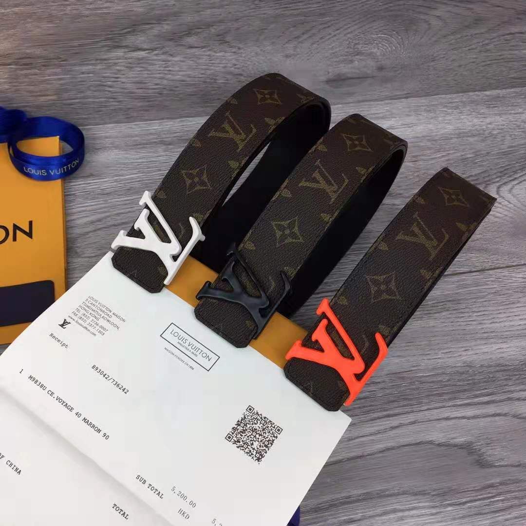 Louis Vuitton Shape Monogram Belt With Orange Buckle - DopestKickz
