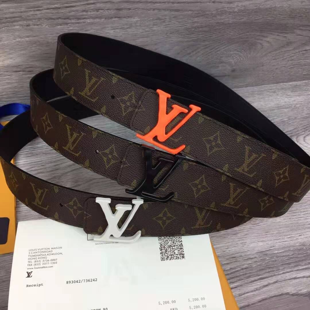 Louis Vuitton Shape Monogram Belt With Orange Buckle - DopestKickz