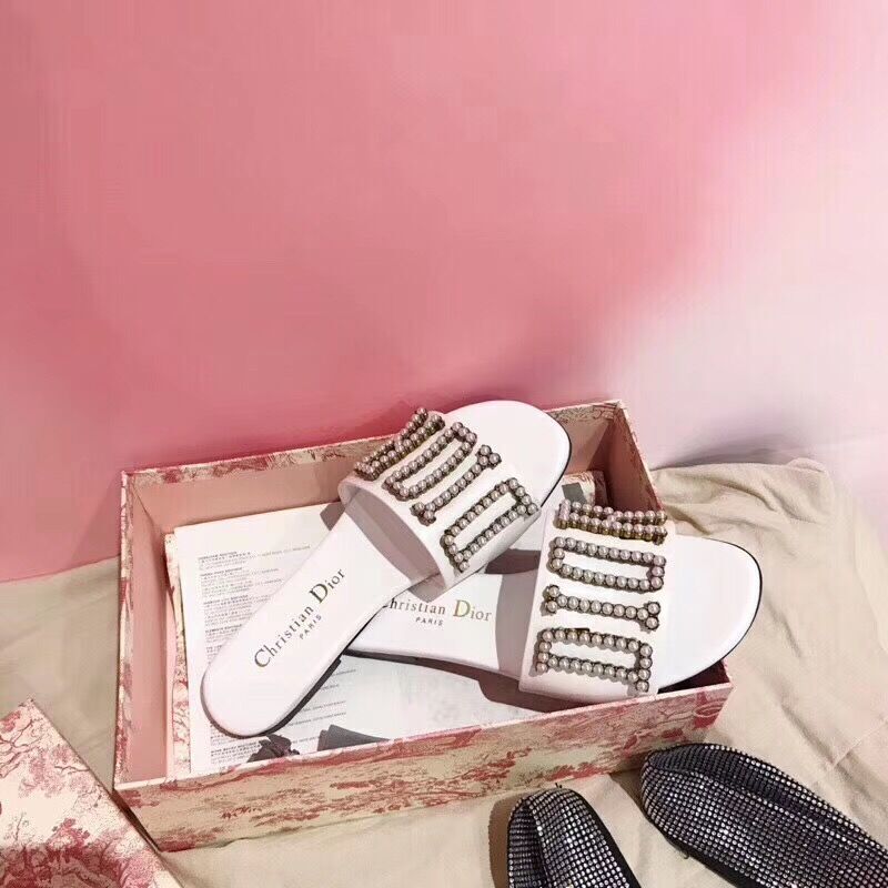 Dior White Slippers - DopestKickz