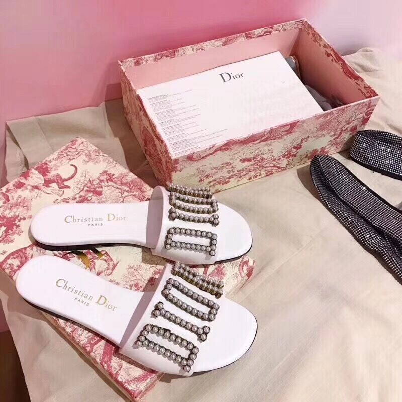 Dior White Slippers - DopestKickz