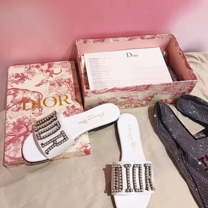 Dior White Slippers - DopestKickz