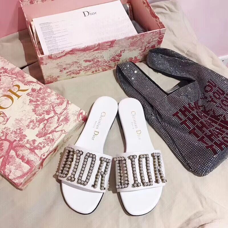 Dior White Slippers - DopestKickz