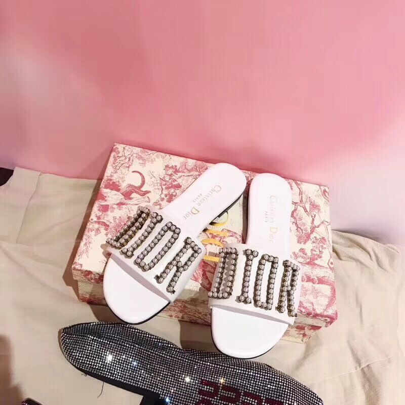 Dior White Slippers - DopestKickz