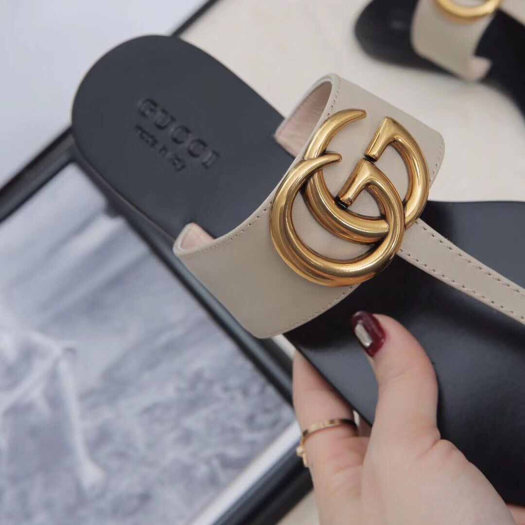 Gucci Leather Thong Sandal With Double G - DopestKickz