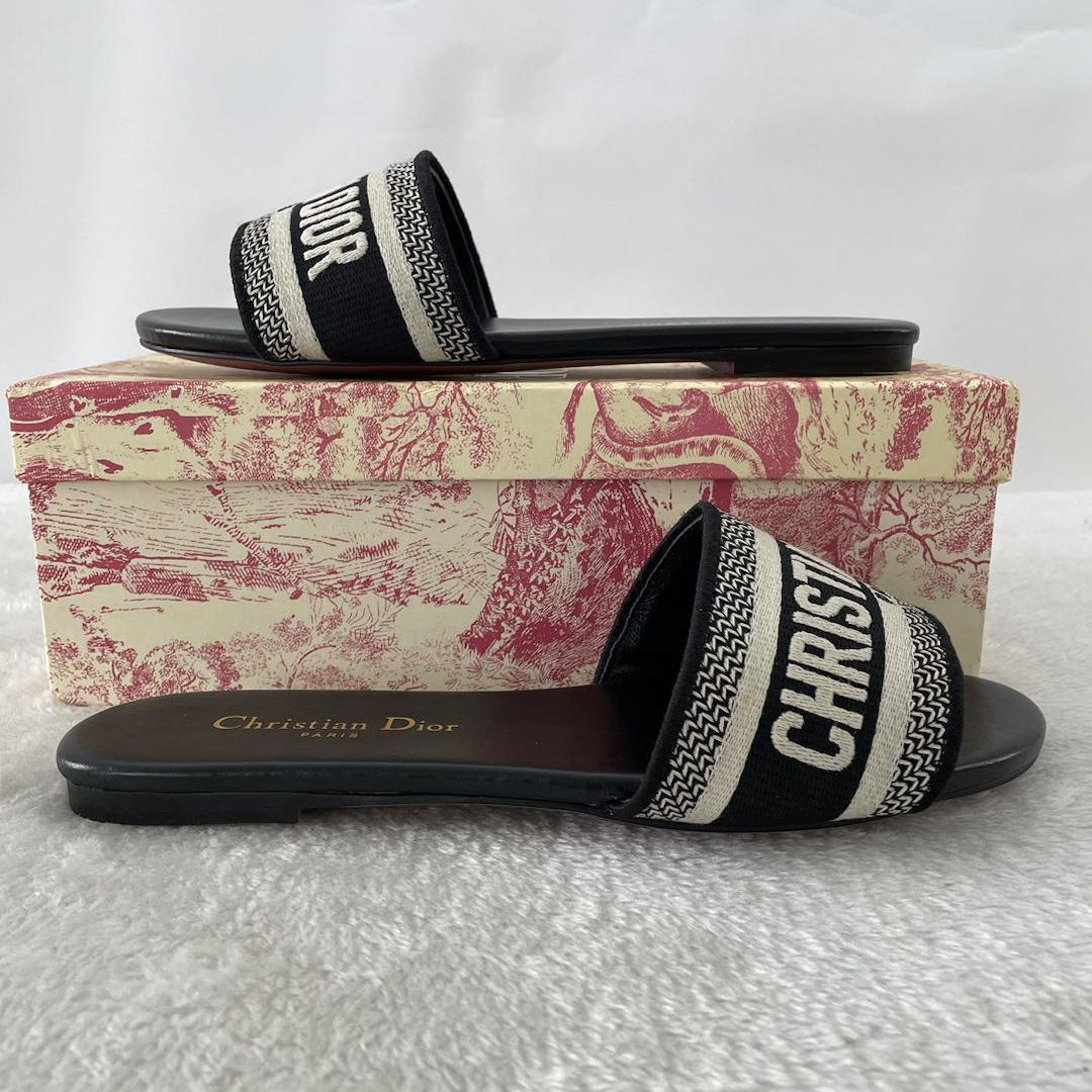 Dior Dway Mule In Embroidered Cotton Black - DopestKickz