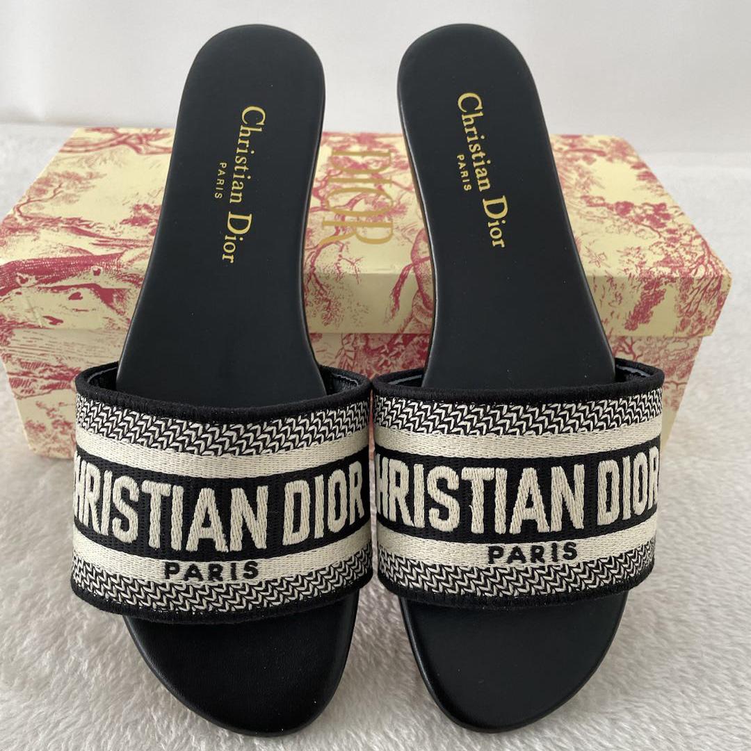 Dior Dway Mule In Embroidered Cotton Black - DopestKickz