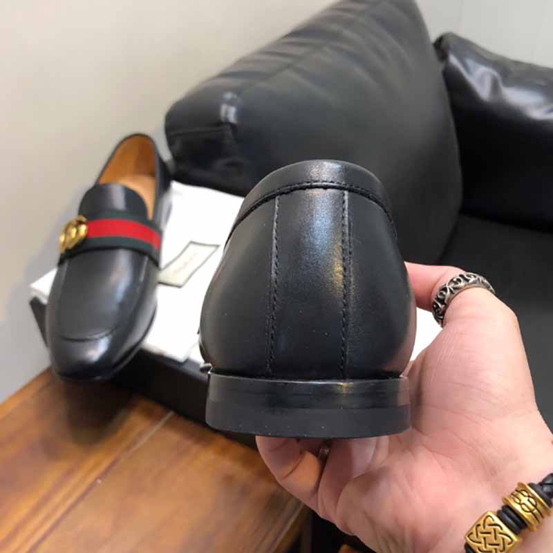 Gucci Leather Loafer With GG Web - DopestKickz