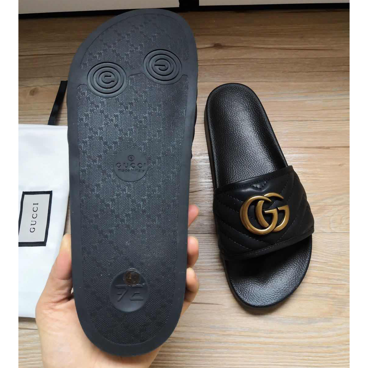 Gucci Black Double G Slippers - DopestKickz