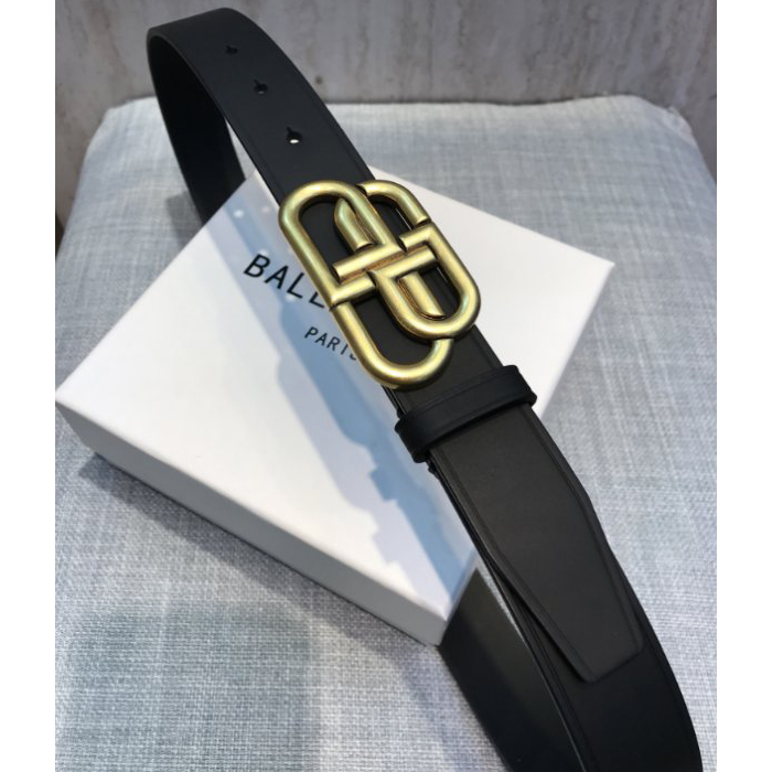 Balenciaga Black Bb Belt With Golden Buckle - DopestKickz