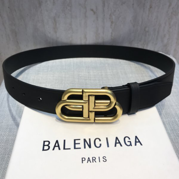 Balenciaga Black Bb Belt With Golden Buckle - DopestKickz