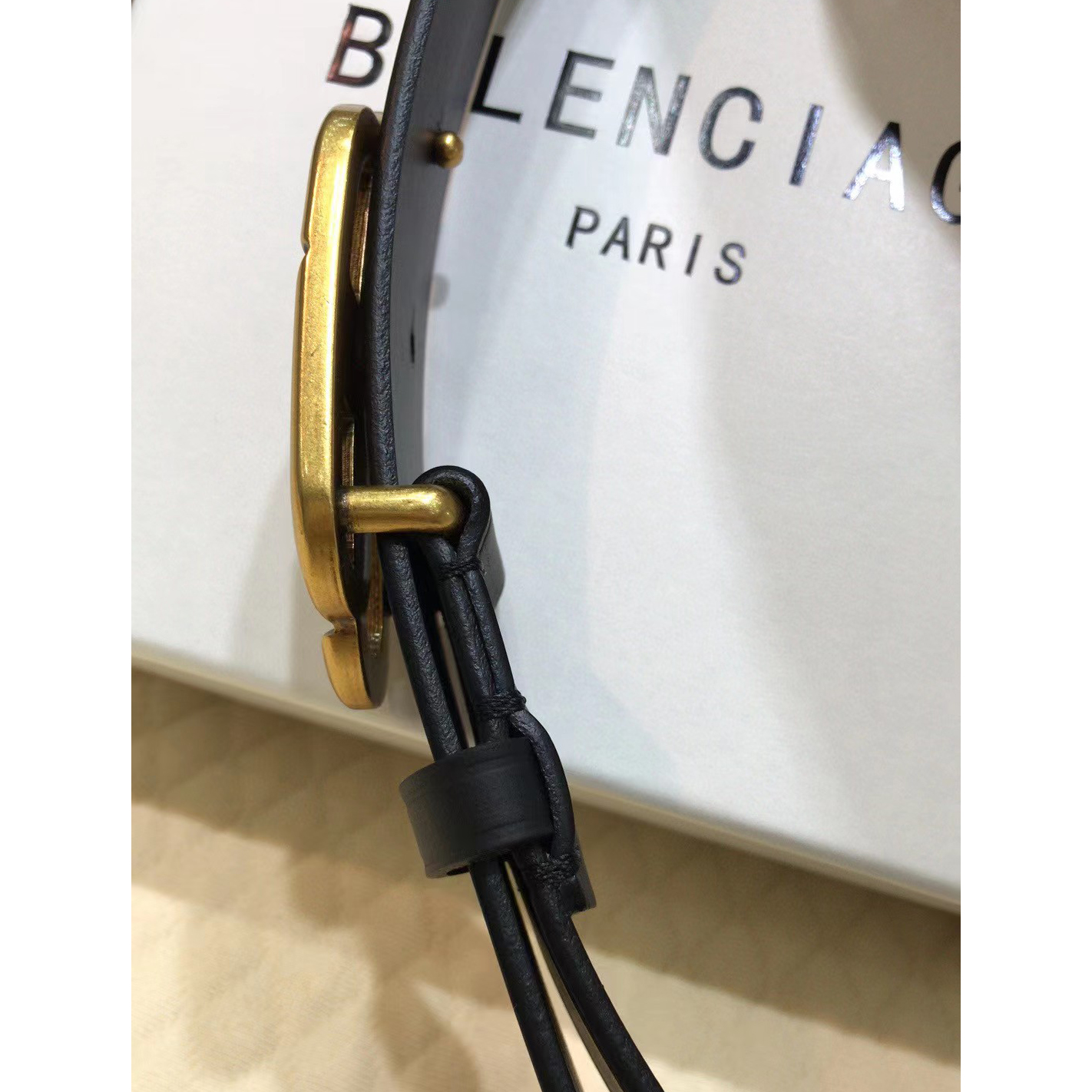 Balenciaga Black Bb Belt With Golden Buckle - DopestKickz
