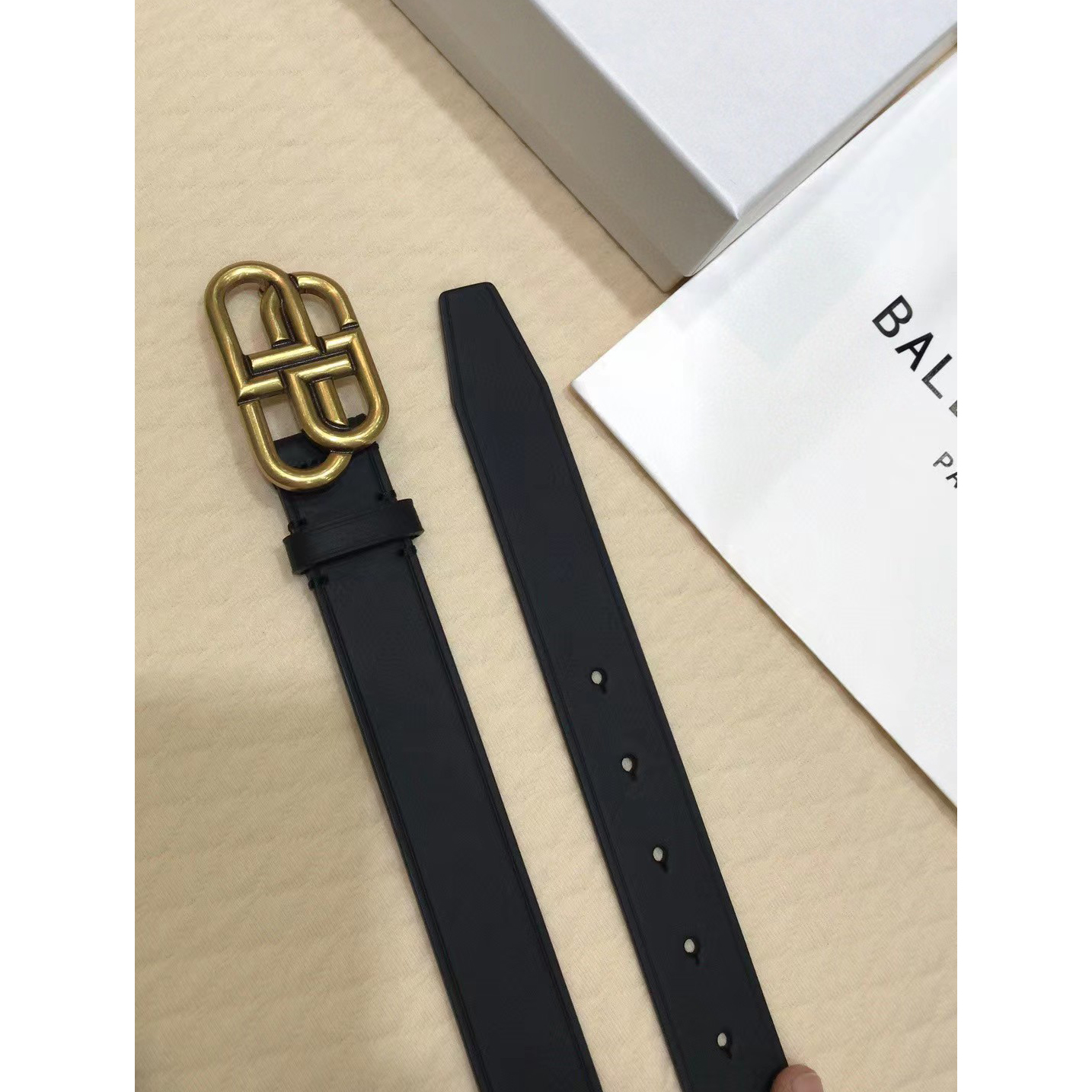 Balenciaga Black Bb Belt With Golden Buckle - DopestKickz