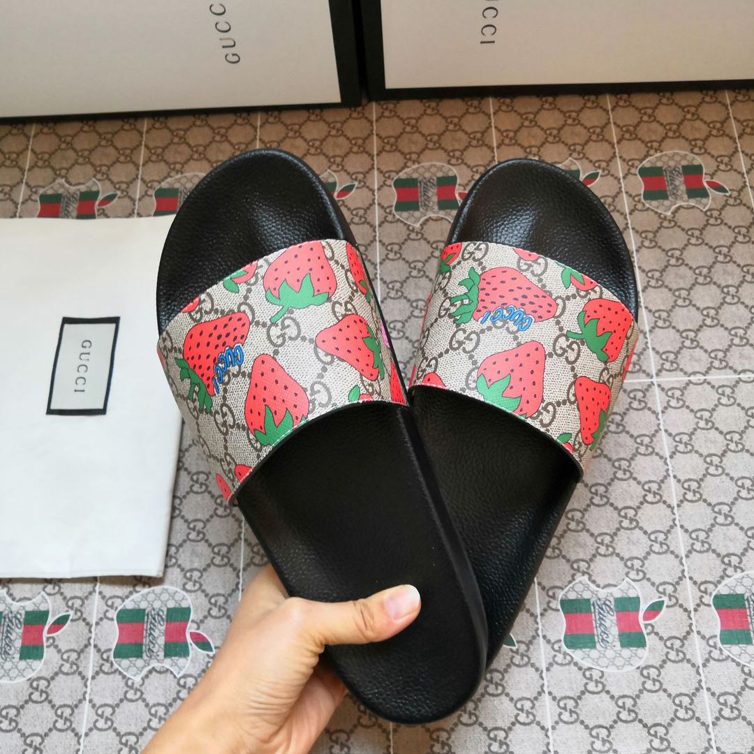 Gucci GG Gucci Strawberry Slide Sandal - DopestKickz