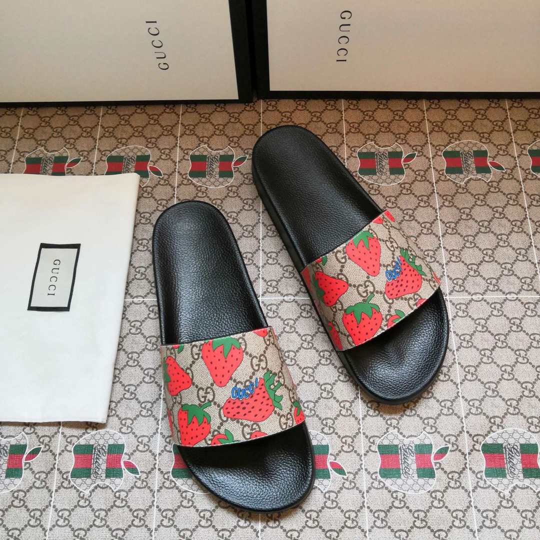 Gucci GG Gucci Strawberry Slide Sandal - DopestKickz