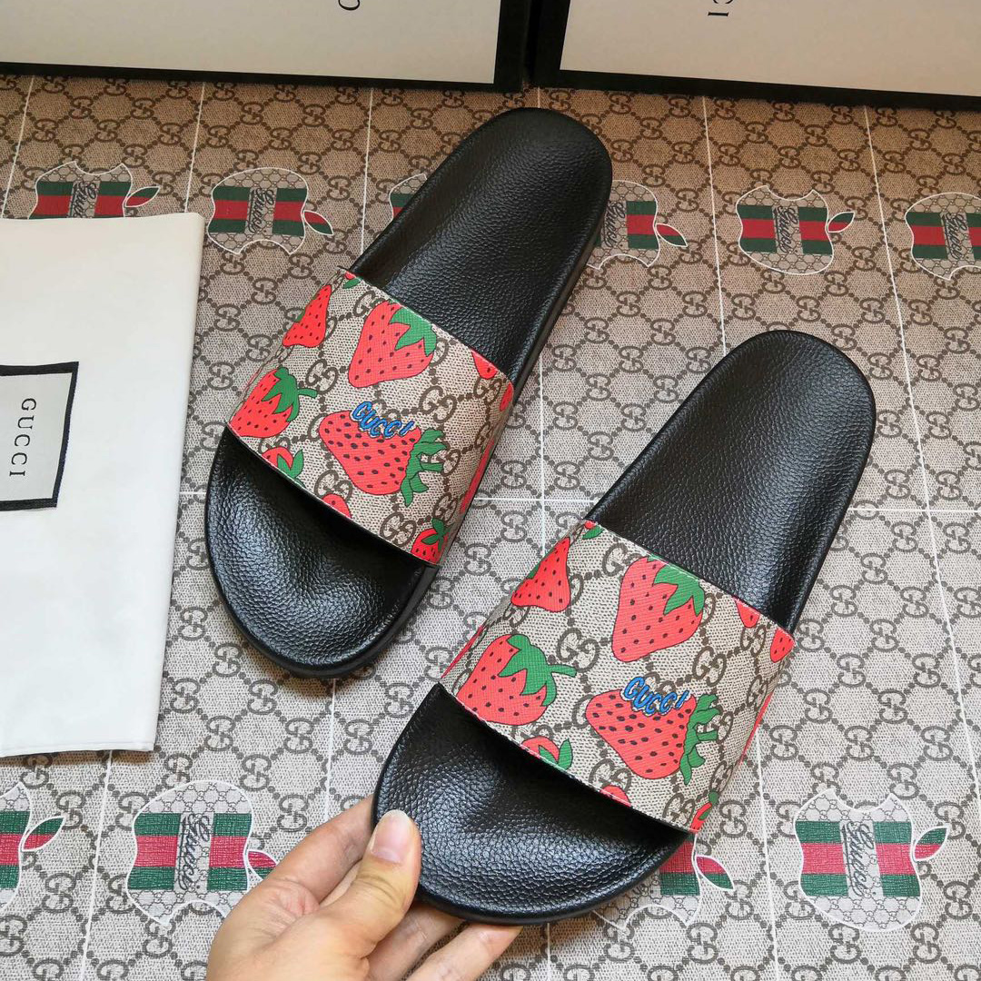 Gucci GG Gucci Strawberry Slide Sandal - DopestKickz
