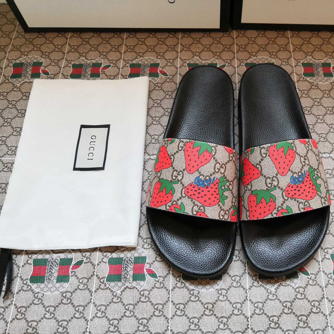 Gucci GG Gucci Strawberry Slide Sandal - DopestKickz