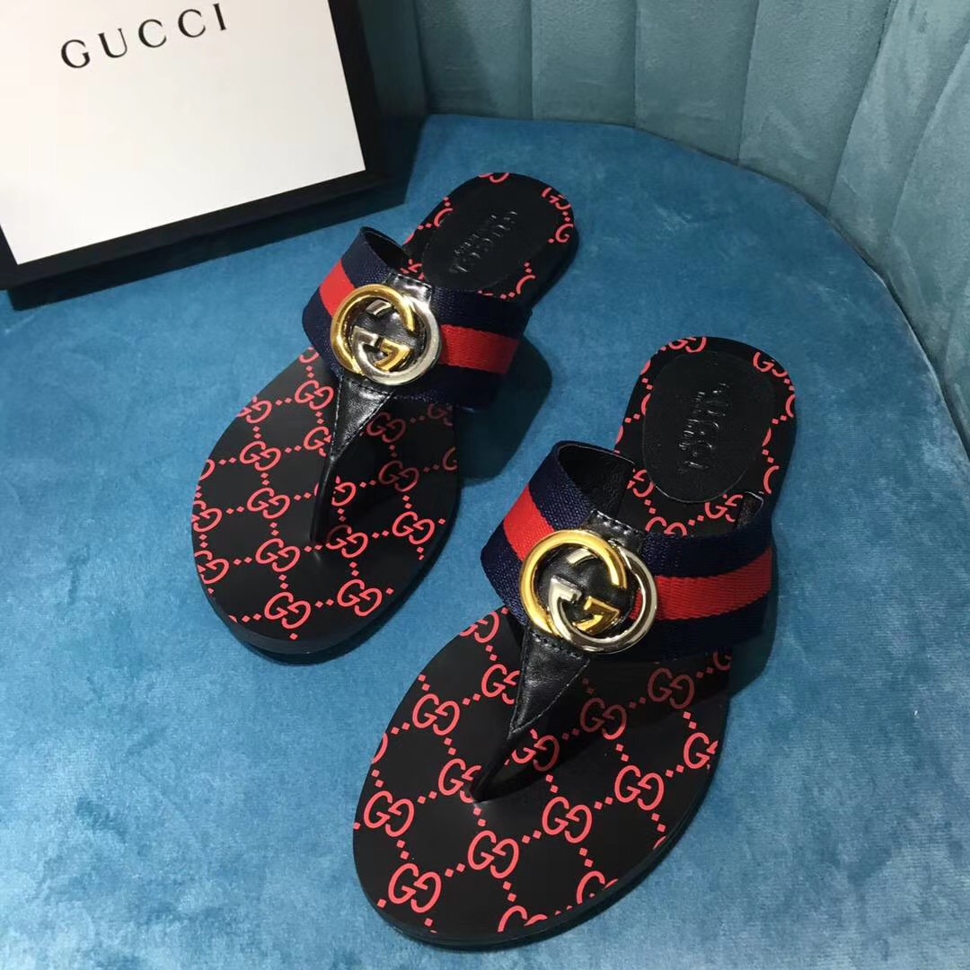 Gucci Women's GG Web Thong Sandals - DopestKickz