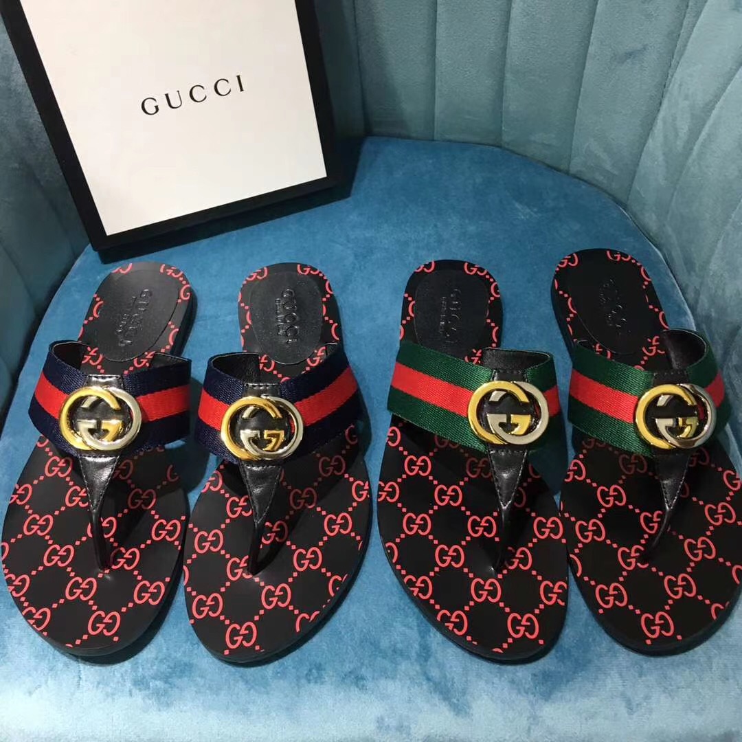Gucci Women's GG Web Thong Sandals - DopestKickz
